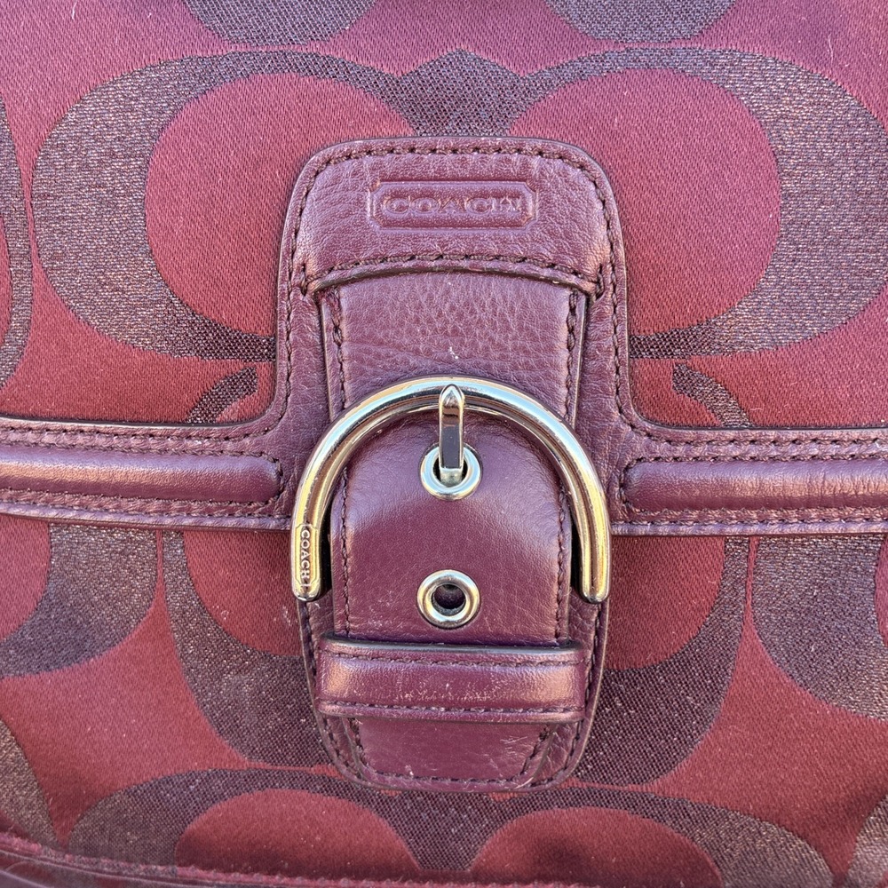 Coach Campbell Signature Shoulder Metallic Belle Carryall Bag Burgundy F26246 - Picture 3 of 13